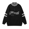 Men's Sweaters High Street Fashion Letter Embroidery Stand-up Collar Men's Loose Long-sleeve Pullover Half-open Sweater