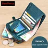 Wallet Oil Wax Women Genuine Leather Small Short Card Holder Ladies Coin Purse s Red RFID Carteiras Money Bag 240115