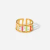 Cluster Rings Women Ring Stainless Steel Gold Plated Colorful Oil Dripping Light Luxury Hip Hop Niche Opening Fashion Jewellery