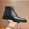 Designer Boots Cowskin Chelsea Boots Men Outdoor Thick Bottom Mid-length Boot low heel lace up round toes Mens shoes size 38-45 with box