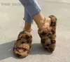 2022 New Women Fashion Platform Flats Designer Shoes Winter Indoor Fur House Full Furry Soft Fluffy Plush Heel Non Slip Luxury Casual Ladies 110122H