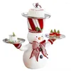 Christmas Decorations Snowman Decoration Dining Table Snack Fruit Tray Resin Statue Rack Home Decor