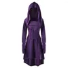 Casual Dresses #Z35 Vintage Gothic Style Dress Women Lace Up Hooded Pullover Shirt Cross Bandage Slim Asymmetrical Party