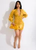 Robes décontractées EWSFV 2022 Printemps Femmes Mode Mignon Sexy Couleur Solide Bouton Plissé Discothèque Robe À Revers Serré