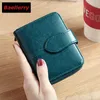 Wallet Oil Wax Women Genuine Leather Small Short Card Holder Ladies Coin Purse s Red RFID Carteiras Money Bag 240115