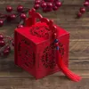 Emballage cadeau Boîte à bonbons Boîtes de mariage Caisse en bois Partie octogonale Chocolat Casex Bonbons Festive Wishful Hollow Container Faveurs rouges