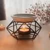 Candle Holders Aromatic Oil Burner Geometric Metal Essential Wax Melt Warmer Melter Fragrance For Home Office