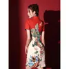 Abbigliamento etnico Cinese Alla Moda Gonna Cheongsam 2022 Stile Corto Migliorato Rosso Giovane Ragazza Damigella D'onore Abito da Sera Qipao per Le Donne