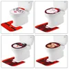 Siège de toilette couvre couverture de noël avec couvercle père noël tapis de salle de bain bonhomme de neige wapiti tapis de sol année bain noël décoration de la maison