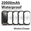 Solar Power Bank 20000MAHワイヤレスポータブル充電貧困外部バッテリー充電器Xiaomi iPhone用の強いライトLDEライト
