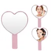 Miroir de maquillage de poche forme de coeur Kawaii vanité avec poignée main mignon miroir cosmétique irrégulier Compact b1030