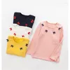 Shirts Children's Wear Girl's High Neck Bow Winter Bottomed Shirt Long Sleeve Baby Girl Fashion Top Foreign Style T-shirt