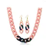 Necklace Earrings Set Fashion Women Candy Color Acrylic Mix Colors Chain Statement Long Hanging For Party Holiday