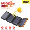 10000mAh Waterproof Solar Power Bank Outdoor Camping Portable Folding Solar Panels 5V 2A USB Output Device Sun Pover för telefon