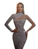 Casual Dresses Sexy Women Mesh Tulle Sequin Dress Autumn See Through Long Sleeve Bandage Bodycon Maxi