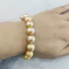 Strand de pulseras de perlas de oro de agua dulce 11-12 mm grande Ronda 20cm 22cmcm de joyería de joyería para mujeres de moda y elegantes adecuadas para fiestas de bodas