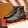 Men Designer Boots Cowskin Chelsea buty na zewnątrz grube dolne dolne buty średniej długości koronki o niskiej obcasie okrągłe palce męskie buty rozmiar 38-45