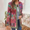 Knits de mujer Floral Impresión Floral Mujeres Cardigan 2022 Fashion Ladies Algodón Sweater de lino chaqueta suelta