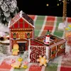 Boîte à biscuits vide en étain de bonbons en métal avec couvercle Boîte de maison de Noël