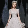 2023 Glitter Dubai Arabia Balklänning Bröllopsklänningar Spets Pärlor Spets Applikerade Plus Size Custom Made Brudklänningar Crystal Robe de marie