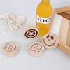 Blanco DIY houten ronde vorm fles opener koelkast magneet decoratie Opene T1030
