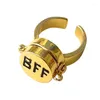 Clusterringe C9GF süßer Anime -Ring für Frauen Mädchen Rotatable verstellbarer Cover Gold BFF Forever Freund enge Geschenk