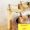 Bathroom Sink Faucets European Jade Wash Basin Faucet Waterfall Kitchen Mixer Water Tap Brass Cold And Golden