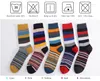 Chaussettes pour hommes 10 pièces 5 paires de haute qualité marque classique rayé coton coloré heureux mode tenue décontractée hommes