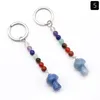 Mantar şekli taş anahtar halkaları 7 renk Çakra boncuk zincirleri Charms Anahtarlıklar İyileştirici Kristal Anahtarlar Kadınlar için Erkekler