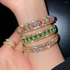 Bangle Fashion Gold Color Full CZ Cubic Zirconia Bracelet For Women Bohemia Geometric Cuff Bracelets Party Wedding Jewelry Gifts