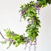 Dekorativa blommor 200 cm falska murgröna wisteria artificiell växt vinrank krans för rum trädgård dekorationer bröllop båge baby shower blommig dekor