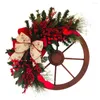 Christmas Decorations Door Wreath Retro Wagon Wheel Handmade Pine Reusable For Party Wedding Ho