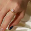 Cluster-Ringe Youthway Edelstahl Natürliche Perle Offener Ring Minimalistisches Gold 18 Karat PVD-plattiert Wasserdichter Schmuck Aretes Frauen 2022