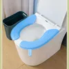 Toalettstol täcker universella klistermärken med handtag vattentät kudde dyna tvättbart hushålls badrumslock