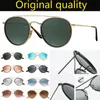 Óculos de sol vintage redondo de metal, ponte dupla, feminino, masculino, uv400, lente de vidro, flash, óculos de sol 3647