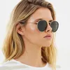 Double Bridge Eyeglass Vintage Round Metal Sunglasses Women Men Eyewear Glass Lens Flash Sun Glasses Oculos De Sol