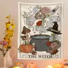 Arazzi The Witch Tarot Card Tapestry Wall Hanging Retro Witchy Boho Cottage Core Home Decor Hippie Mushroom Carpet Decoration