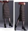 Rokken herfst en winterkantoor dame mode casual plus size merk vrouwelijke vrouwen dikke plaid jurk