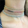 Choker 8mm Rainbo CZ Iced Out Hiphop Bling Miami Curb Cuban Link Chain Necklace For Women Rock Adjust Size Jewelry