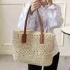 Handväskor Outlet Summer Vacation Beach Woven Temperament Shoulder Bag 2022 Ny stor kapacitet Fritidspendlare Tygväska