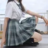Giyim setleri Japon okul üniformalı Koreli öğrenci jk seifuku bluz pileli etek kravat tam set kız ekose pembe üniformalar kadın için