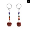 Portachiavi della statua della mela della vigilia di Natale 7 colori Chakra Perline Catene Charms in pietra Portachiavi Guarigione Portachiavi in cristallo per donna Uomo