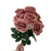 Fiori decorativi Un mazzo di fiori di rosa di seta Bouquet di rosa a 9 teste artificiali per centrotavola di nozze Composizione floreale