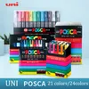 علامات 2124 اللون اليابان UNI POSCA قلم تحديد PC3M1m5m الإعلان الكتابة على الجدران القرطاسية هيغليغتر الاكريليك الطلاء الفن اللوازم 221030