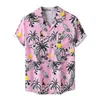 Camisas casuais masculinas 2022 chegam homens masculinos Hawaiian Camicias One Button Impresso selvagem de manga curta blusas no atacado