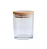 DIY Sublimación 6 oz Vaso Lata de vidrio con tapa de bambú Tarro de vela Contenedor de almacenamiento de alimentos Claro esmerilado Suministros de cocina para el hogar Portátil b1030