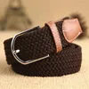 Belts Men Elastic Stretch Waist Belt Black Canvas Women's Braided Woven Leather Wide Metal