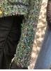 Kurtka kołnierzowa damska zielona tweedowa wełniana pojedyncza płaszcz krótkometrażowy SML