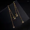 Dangle Earrings 2022 Gold Color Star Moon Long Tassel For Women Wedding Gifts Girls Jewelry