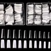 FALSE NAILS KADS 1000PCS French Coffin Fake Nail Tips Set för akryl Half Cover Manicure Kit Clear White Natural Colors